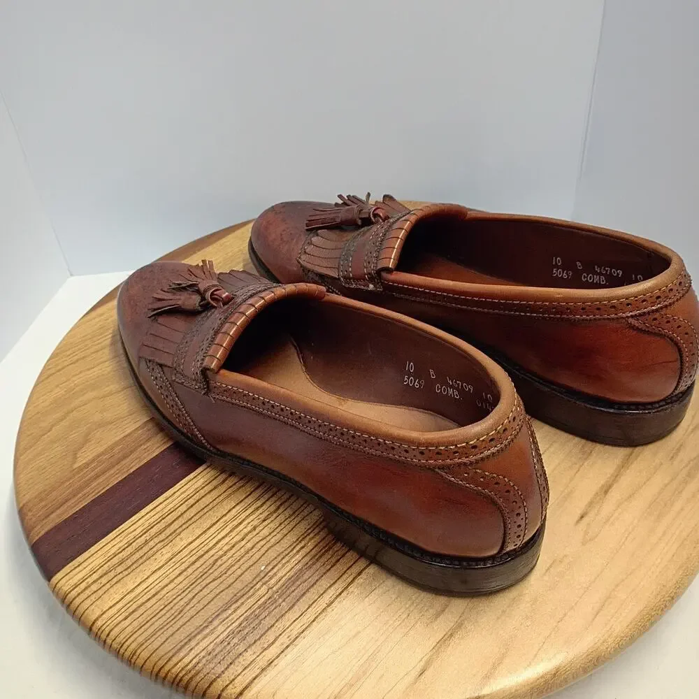 Allen Edmonds Bridgeton Leather Slip On Kiltie Tassel Shoes Loafers Size 10